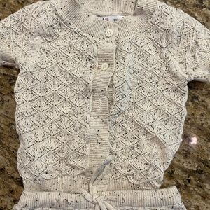 Coco Blanc Cream Knit Baby Cardigan and bloomer Set